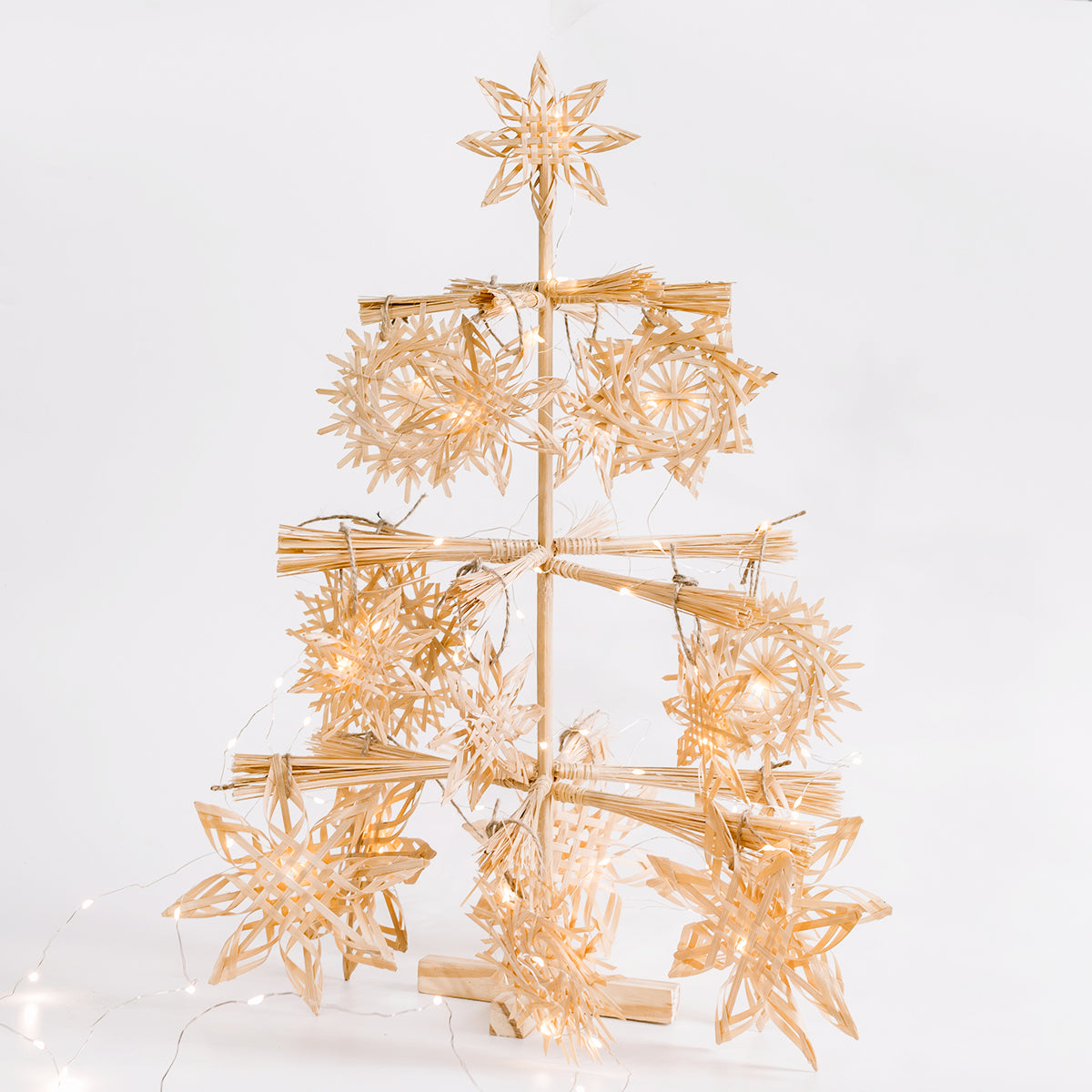 Set Bamboo Christmas tree with 22 pcs weaving ornaments