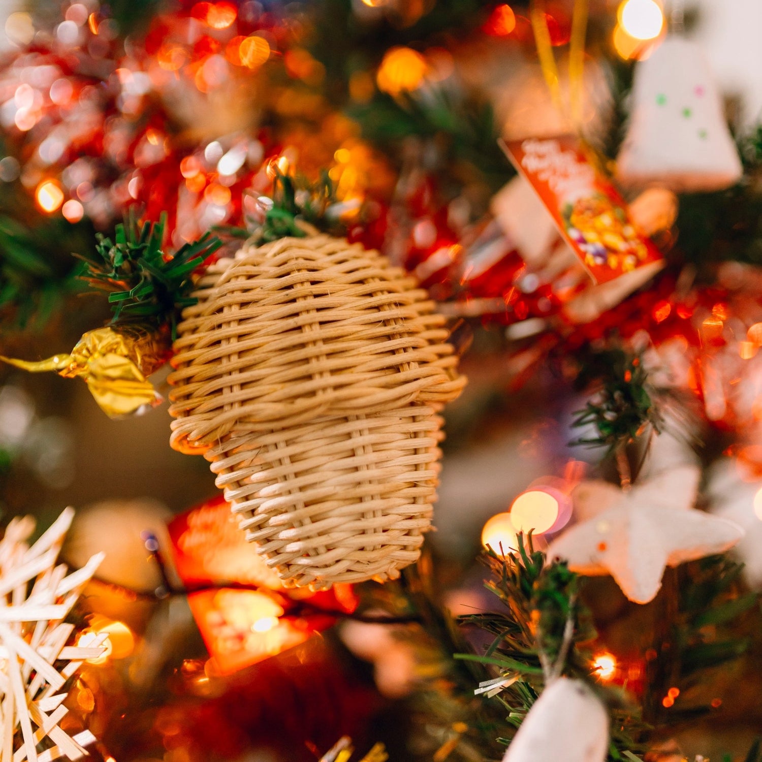 Unique Rattan Acorn Christmas Ornaments - Artisanal Homes