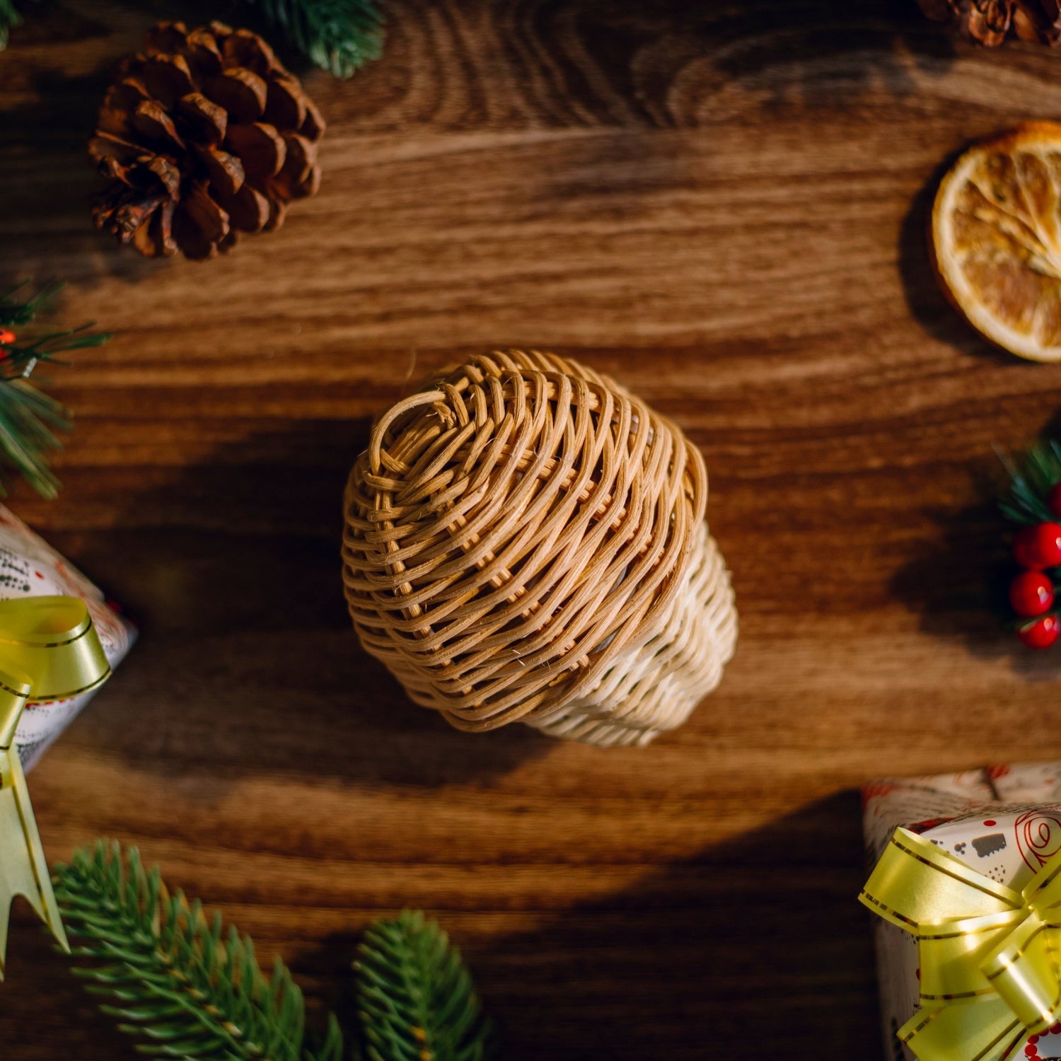 Unique Rattan Acorn Christmas Ornaments - Artisanal Homes