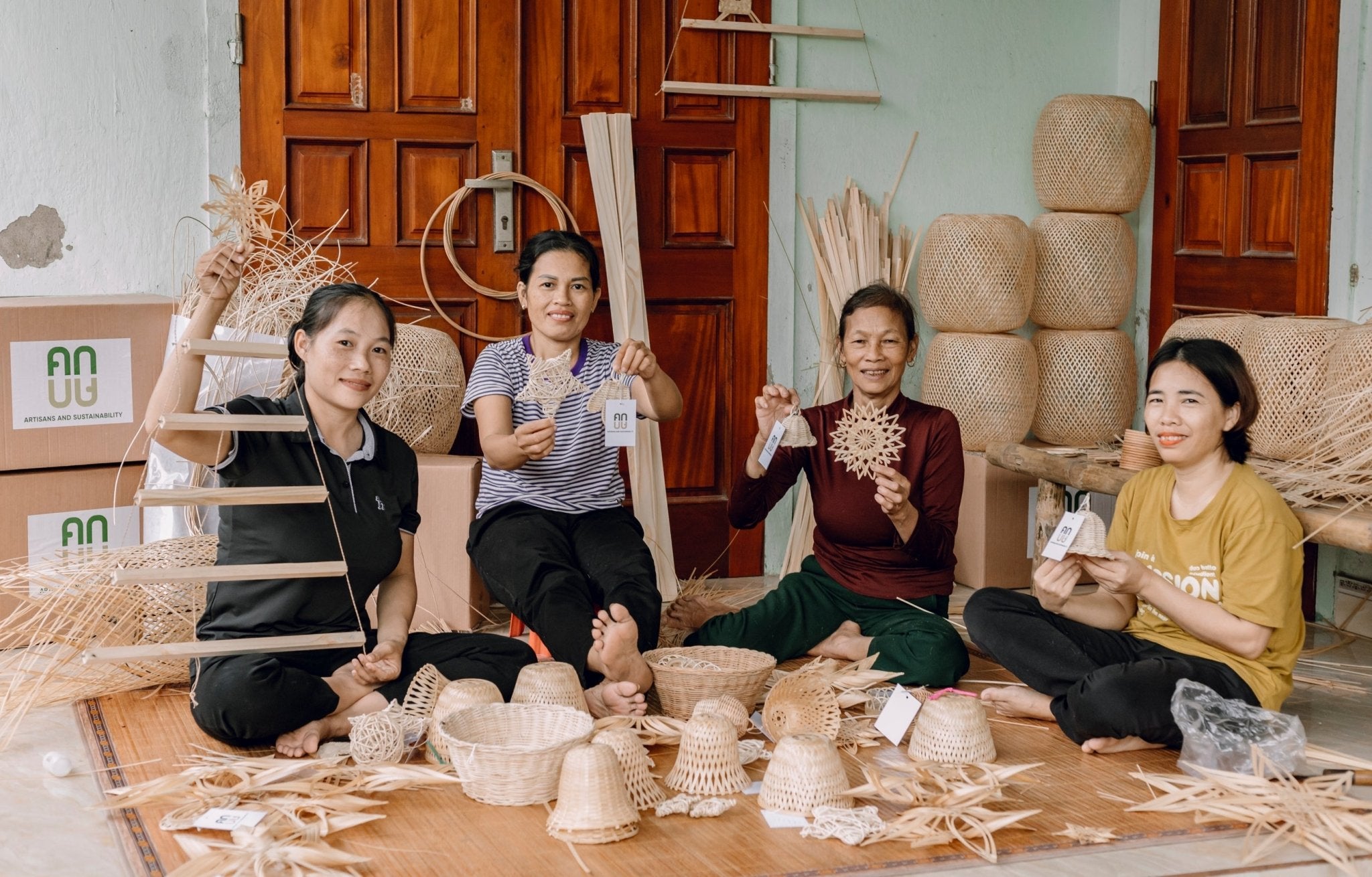 Unique Rattan Acorn Christmas Ornaments - Artisanal Homes