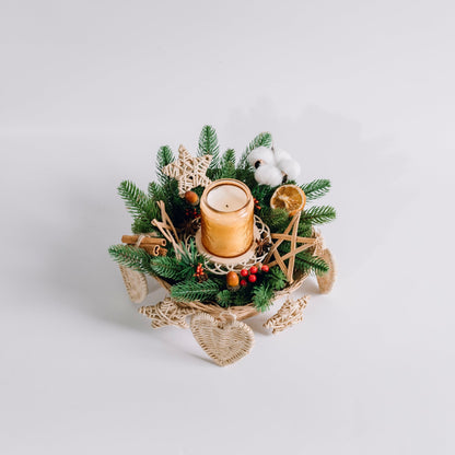 Combo of scented candles and Christmas rattan items - Artisanal Homes