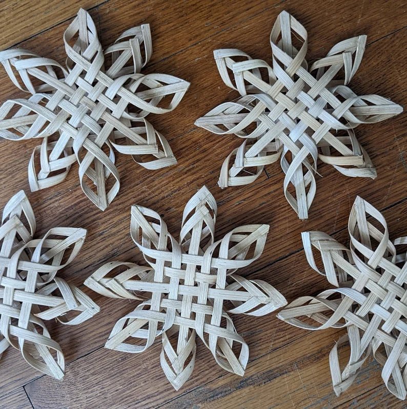 DIY decor craft - Mini Snowflakes ( 5 pcs ) - Bamboo - Artisanal Homes