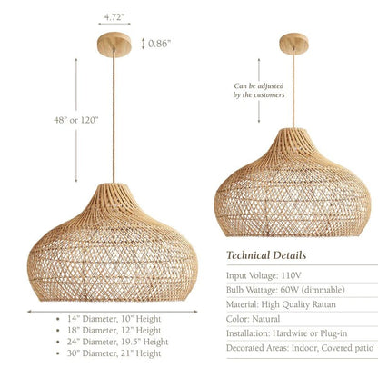 Pendant Light - Camau - Rattan - Artisanal Homes