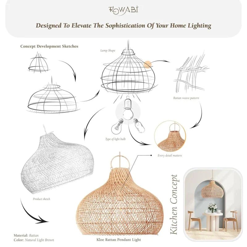 Pendant Light - Camau - Rattan - Artisanal Homes