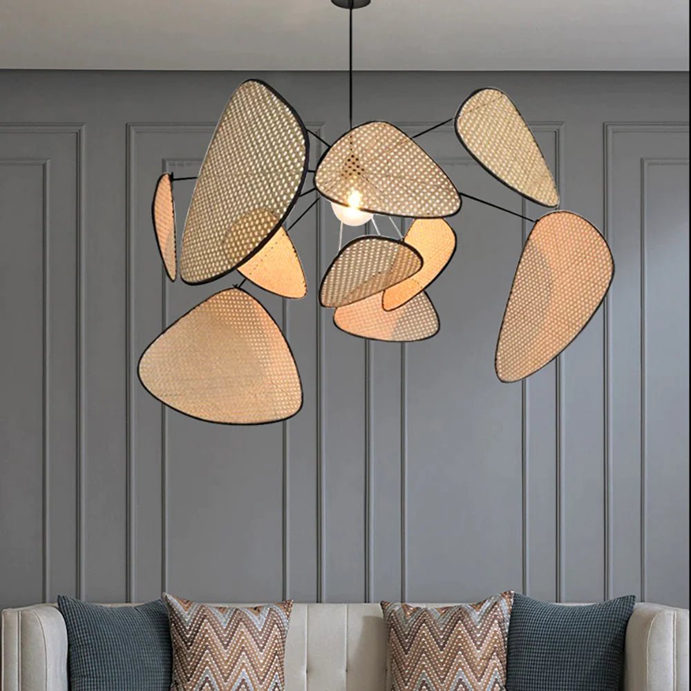 Pendant Light - Retro Chandelier - Bamboo and Rattan - Artisanal Homes