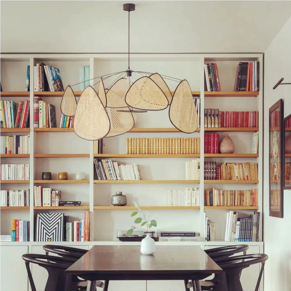 Pendant Light - Retro Chandelier - Bamboo and Rattan - Artisanal Homes