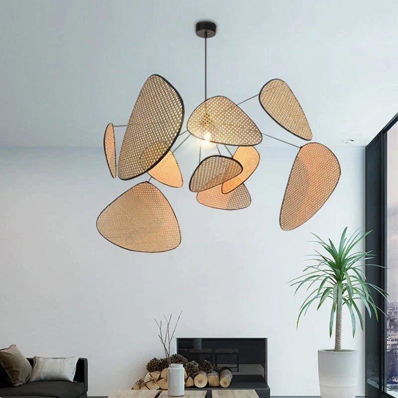 Pendant Light - Retro Chandelier - Bamboo and Rattan - Artisanal Homes