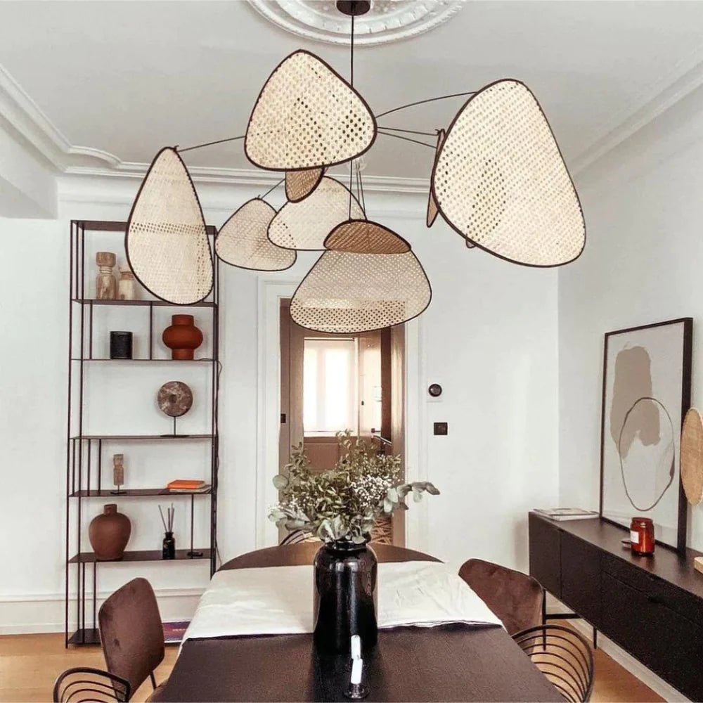 Pendant Light - Retro Chandelier - Bamboo and Rattan - Artisanal Homes