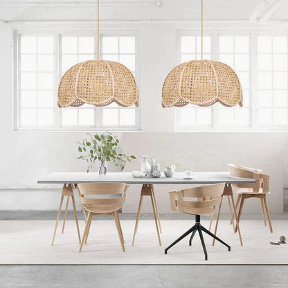 Pendant Light - Scalloped Dome - Rattan - Artisanal Homes