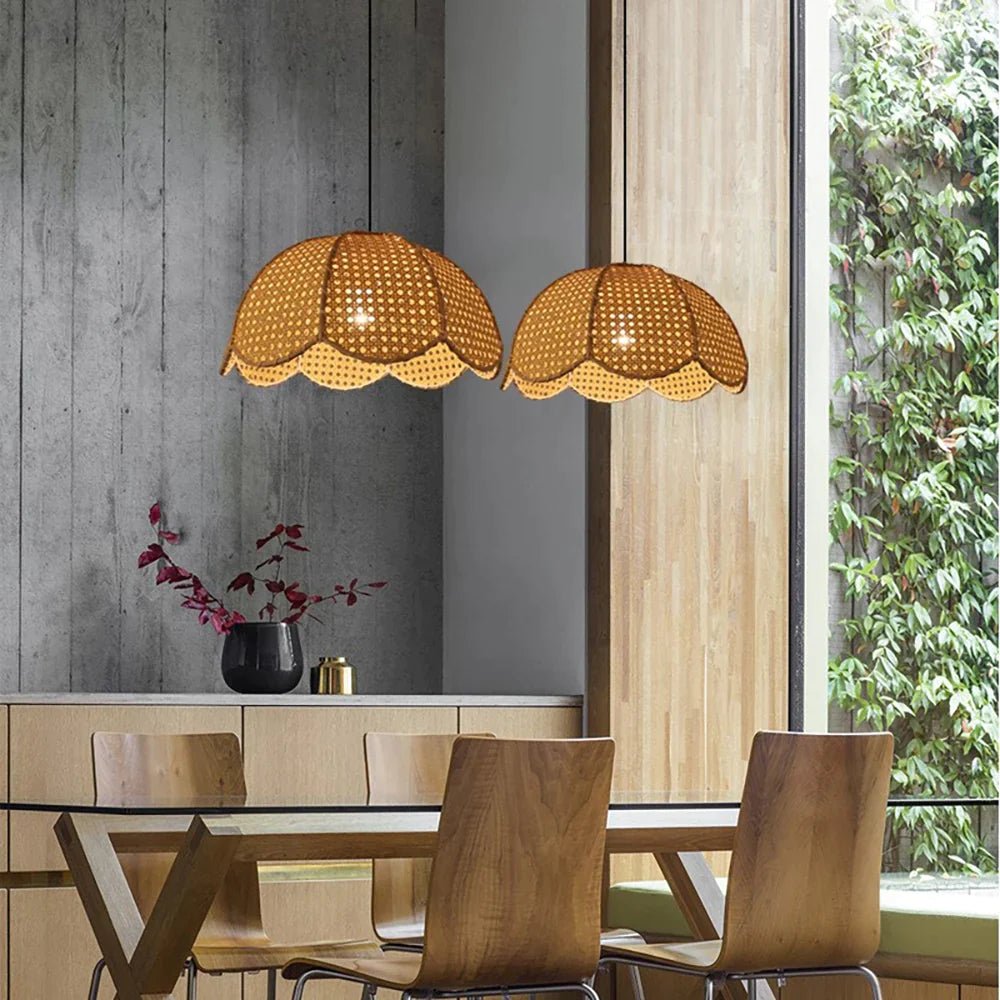 Pendant Light - Scalloped Dome - Rattan - Artisanal Homes