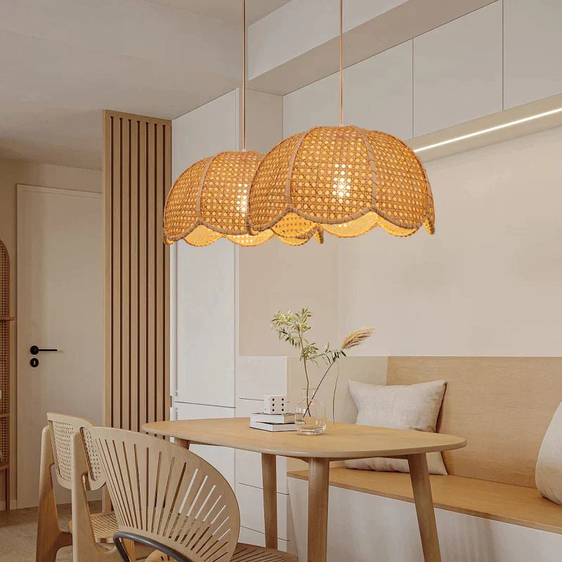 Pendant Light - Scalloped Dome - Rattan - Artisanal Homes