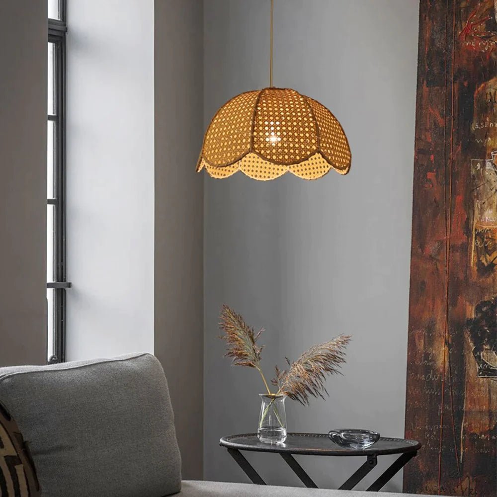 Pendant Light - Scalloped Dome - Rattan - Artisanal Homes