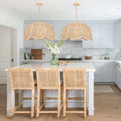 Pendant Light - Scalloped Dome - Rattan - Artisanal Homes