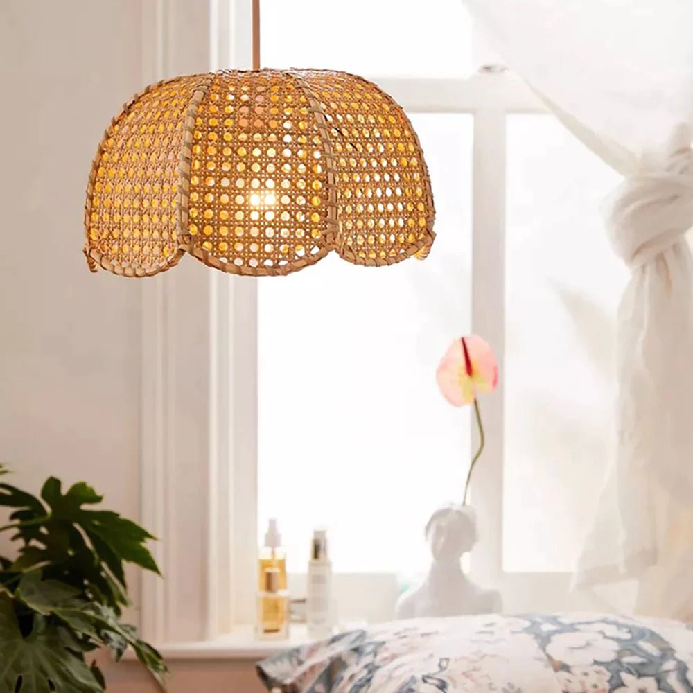 Pendant Light - Scalloped Dome - Rattan - Artisanal Homes