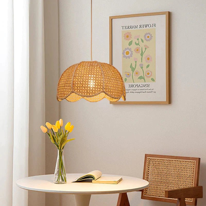 Pendant Light - Scalloped Dome - Rattan - Artisanal Homes