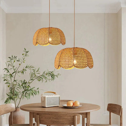 Pendant Light - Scalloped Dome - Rattan - Artisanal Homes