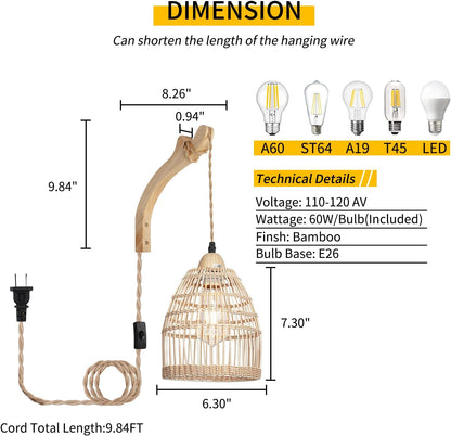 Wall Light - PanRang - Rattan - Artisanal Homes