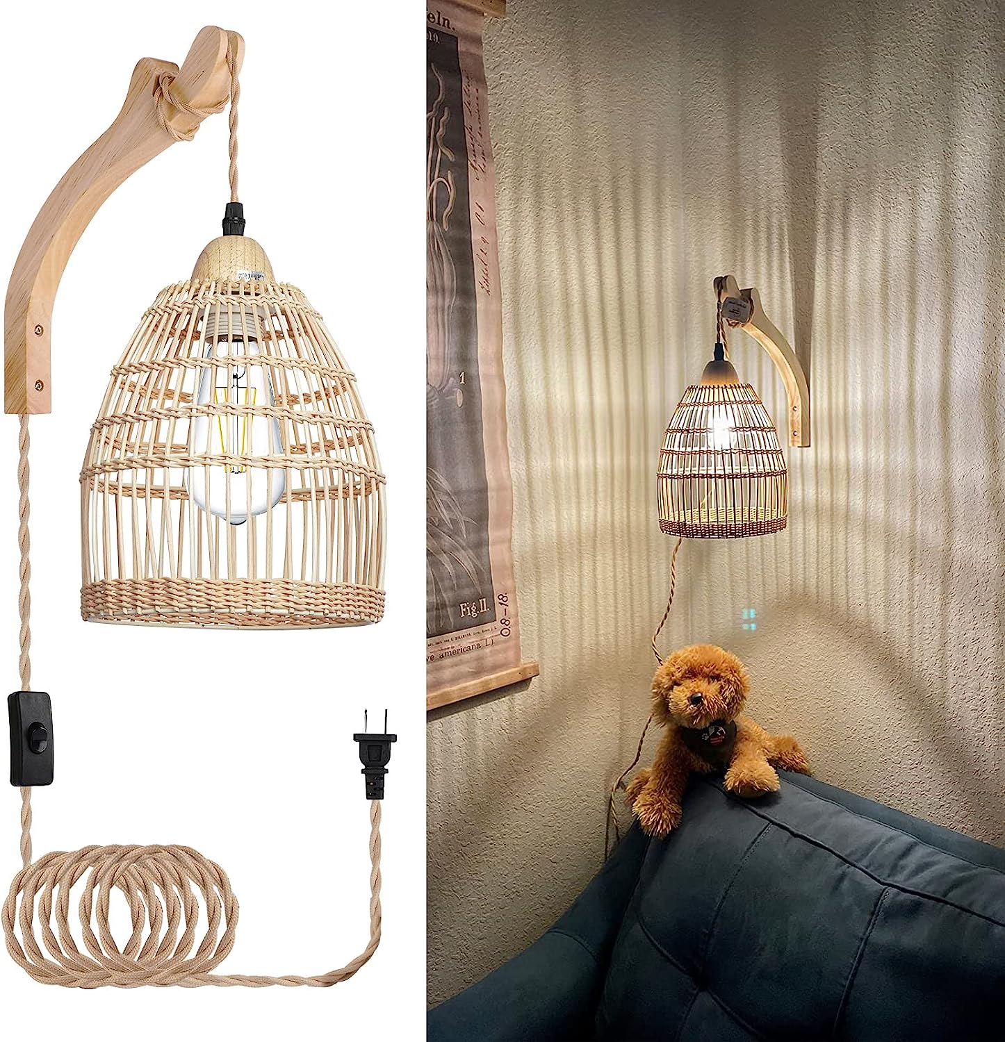 Wall Light - PanRang - Rattan - Artisanal Homes
